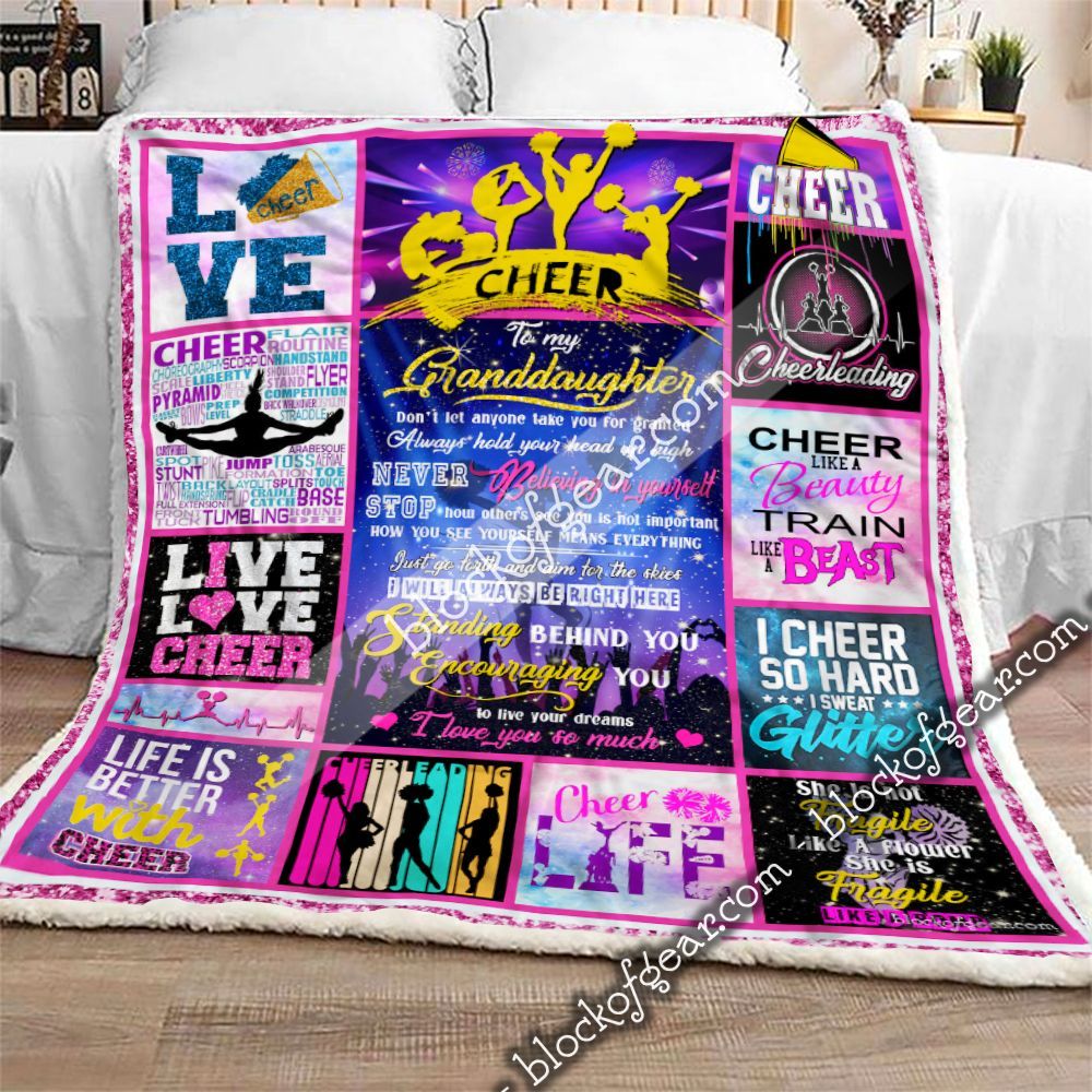 To My Granddaughter Cheerleading Sherpa Fleece Blanket