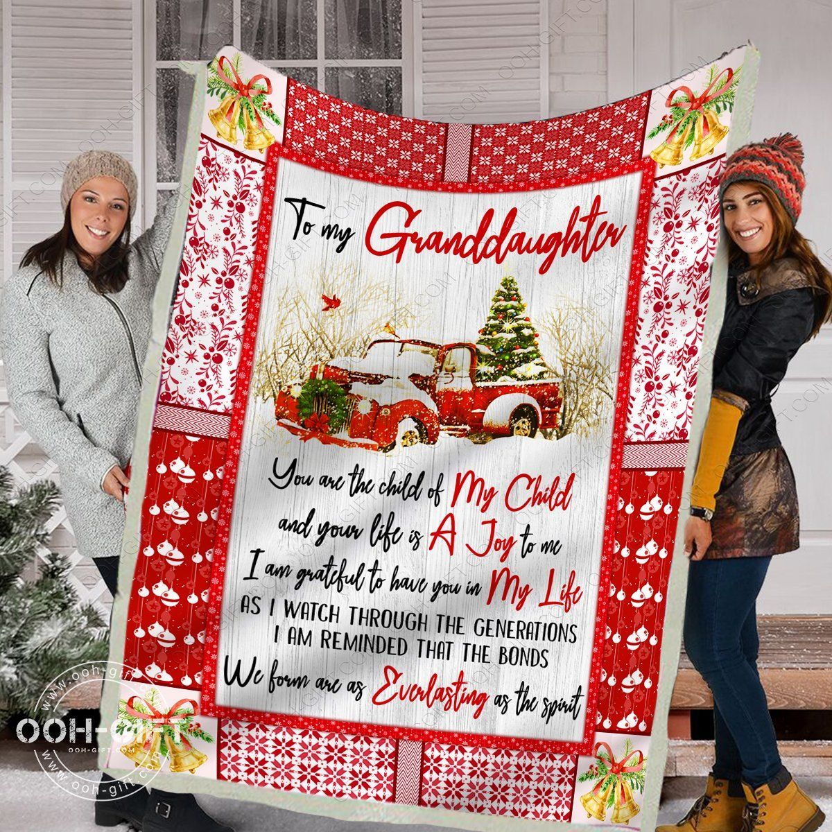 To My Granddaughter Christmas Sherpa Fleece Blanket
