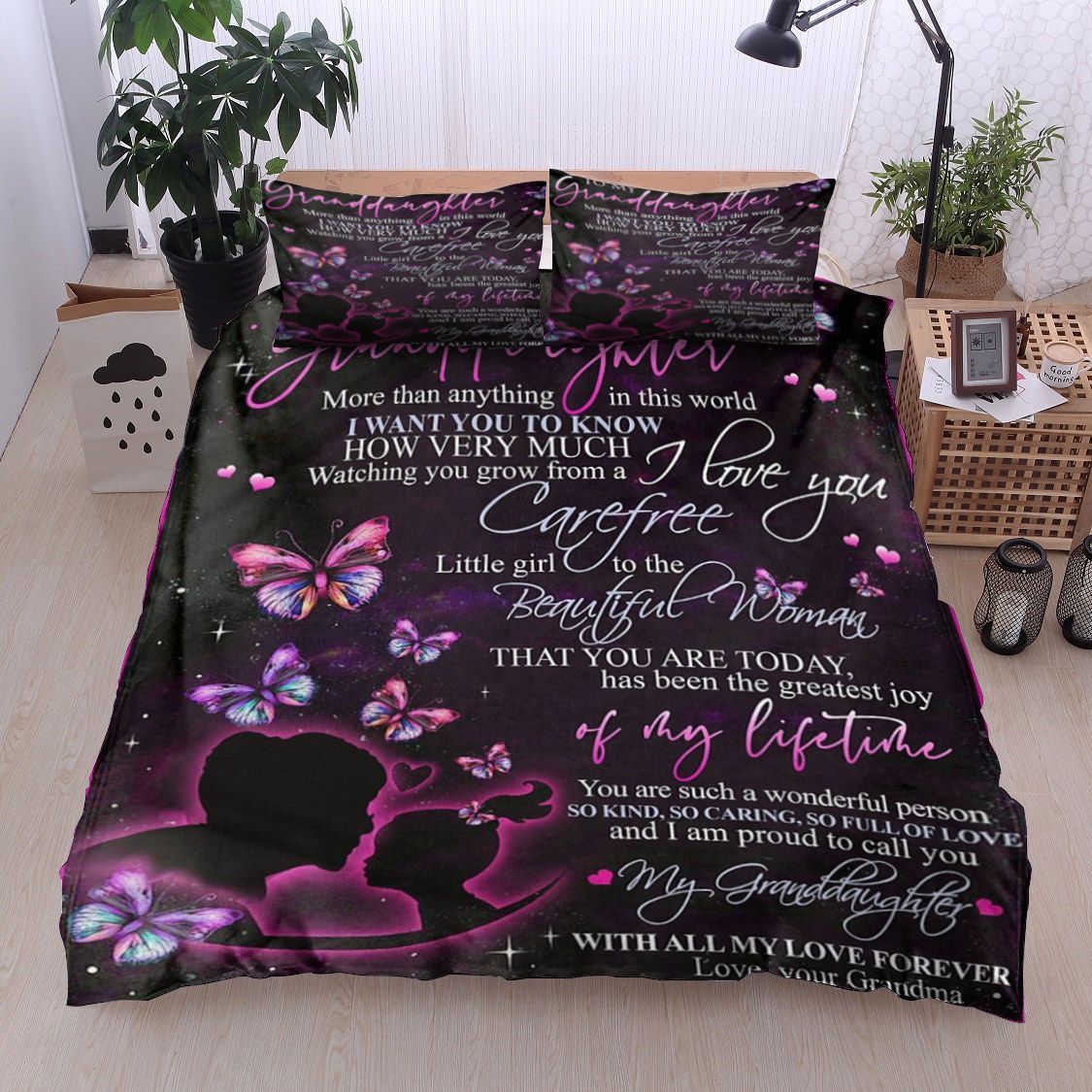 To My Granddaughter Bedding Set