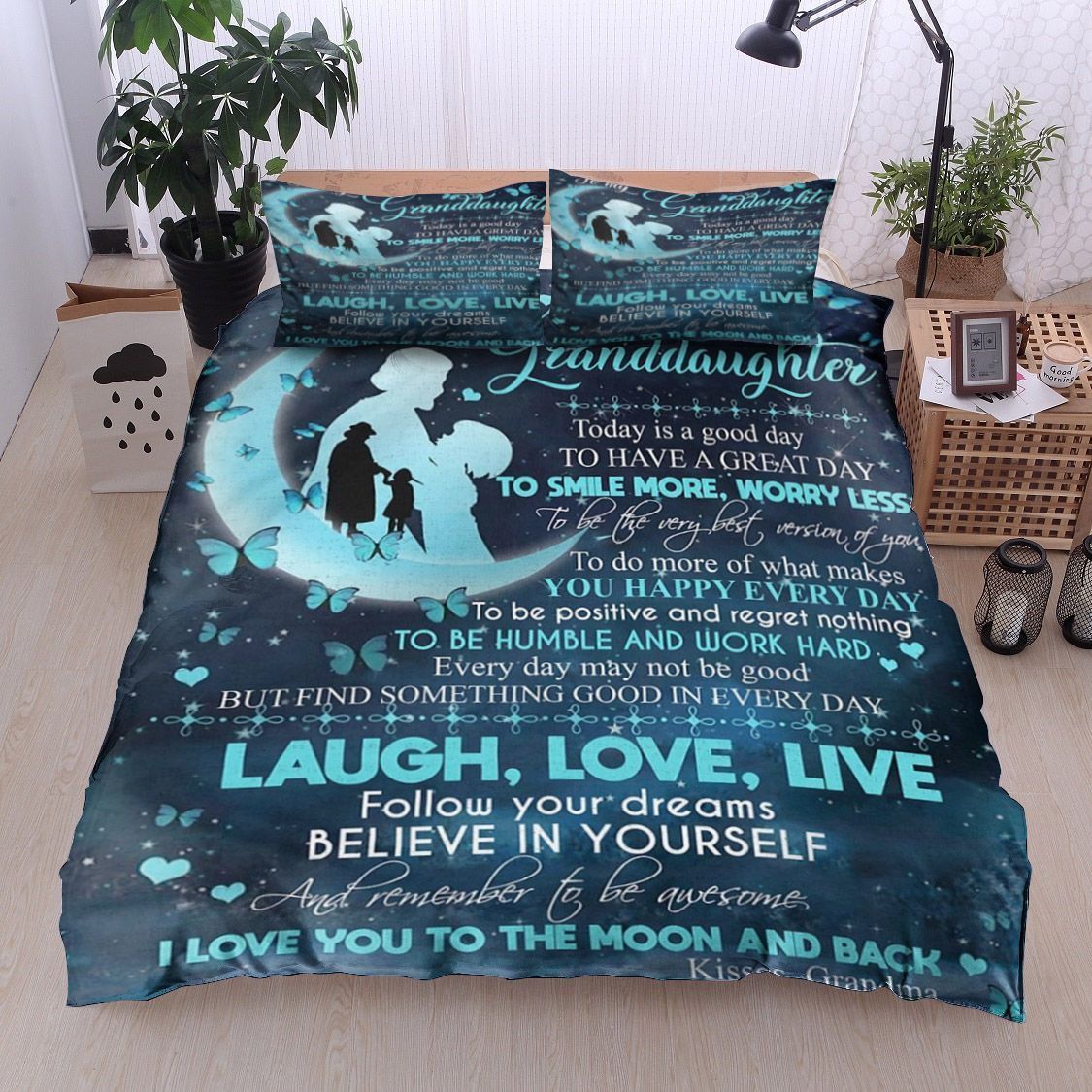 To My Granddaughter Bedding Set