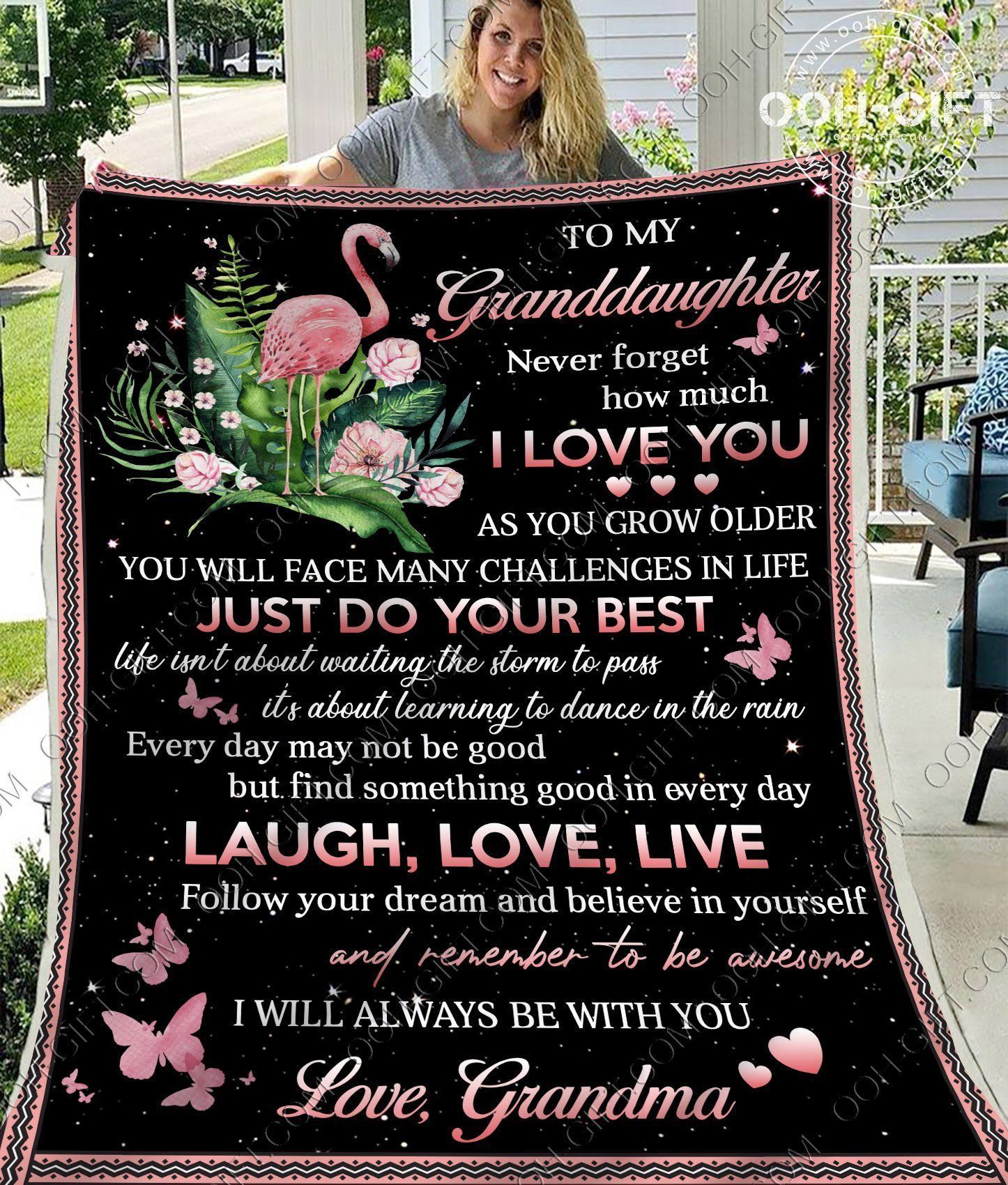 To My Granddaughter Sherpa Fleece Blanket