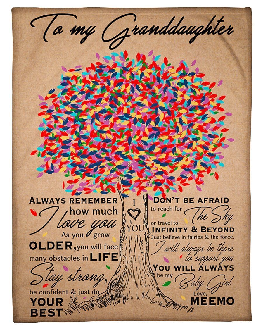 To My Granddaughter Colorful Tree How Much I Love You Fleece Blanket Fleece Blanket