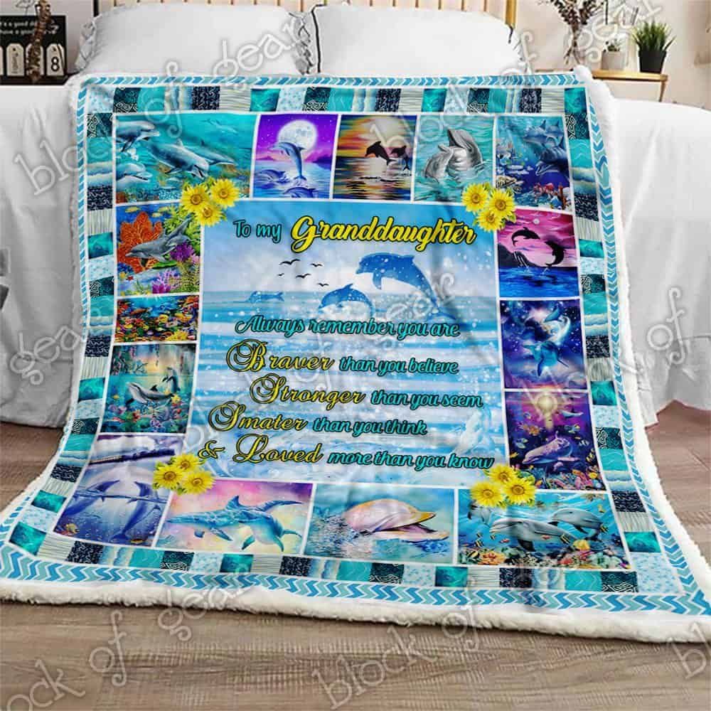 To My Granddaughter Dolphin Fleece Blanket