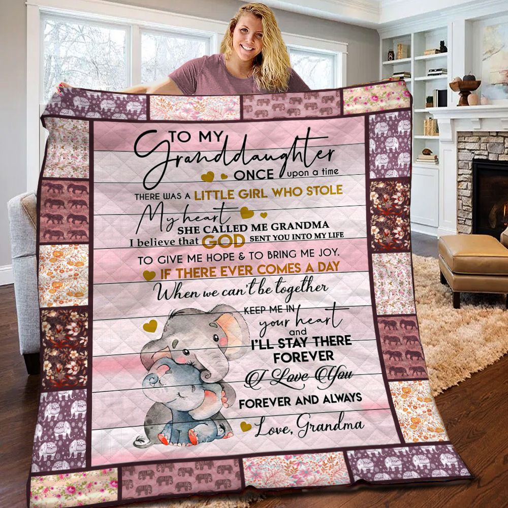 To My Granddaughter Elephant BBB071103MH Quilt Blanket