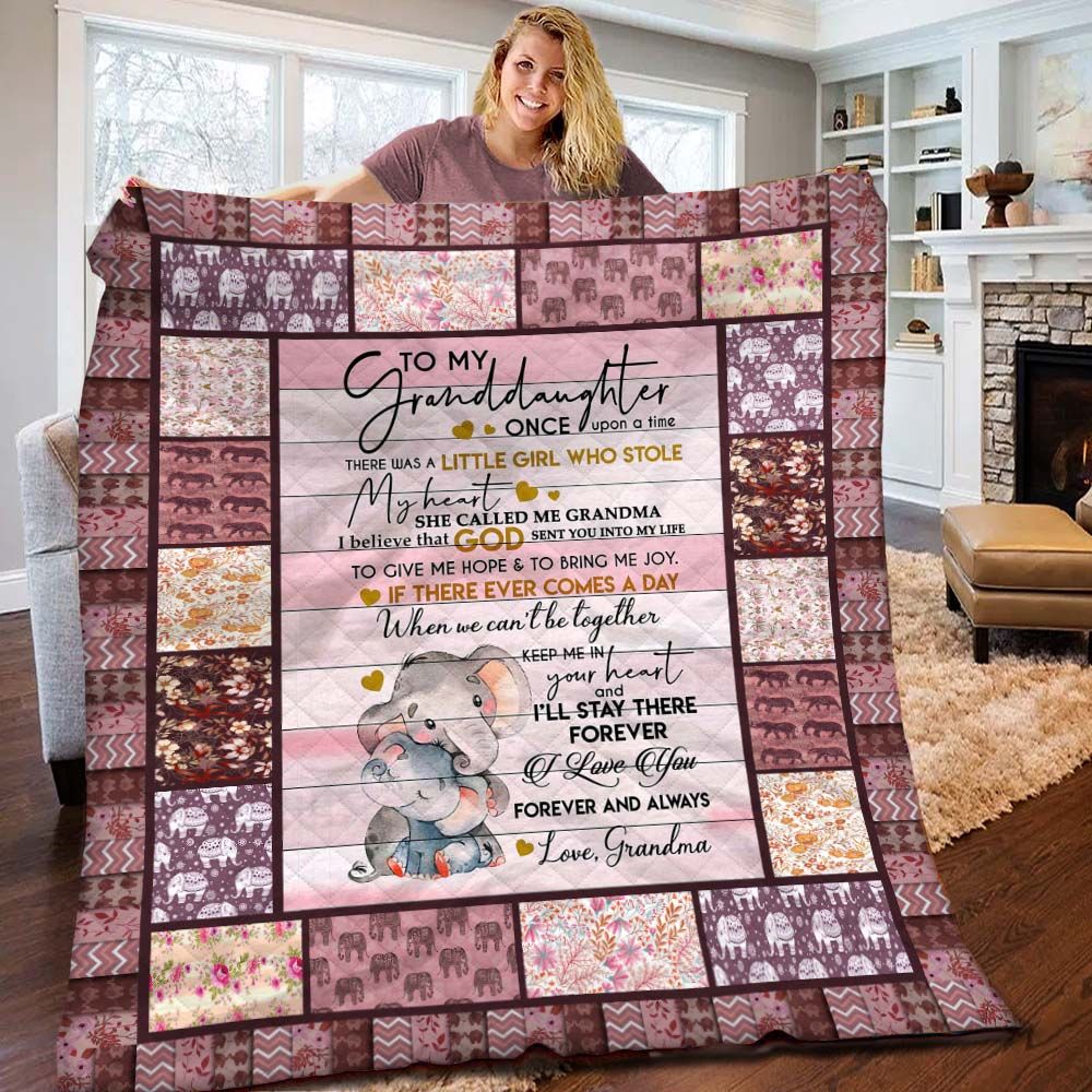 To My Granddaughter Elephant Quilt Blanket BBB140318MH