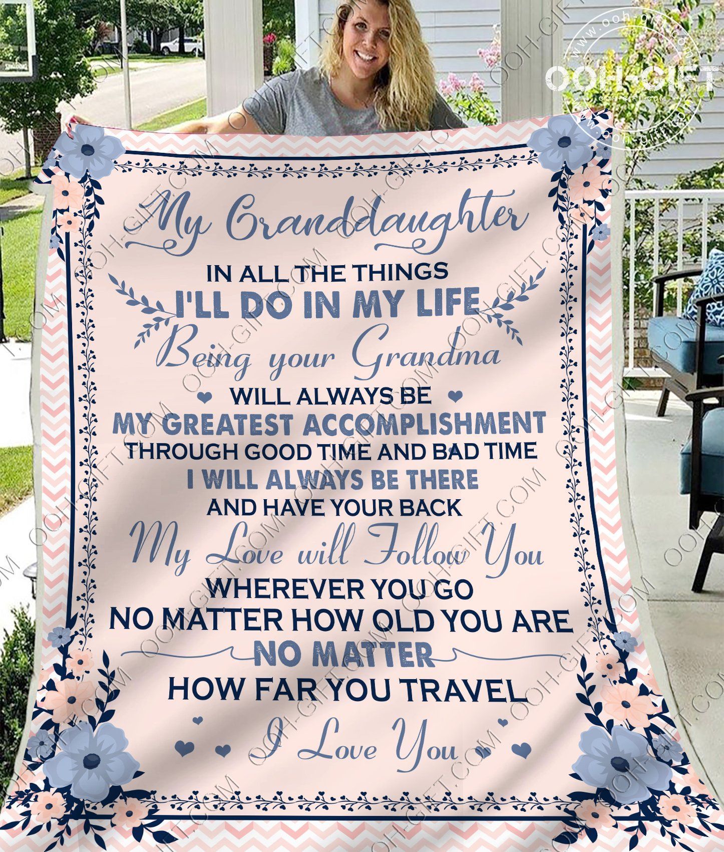 To My Granddaughter Flower Sherpa Fleece Blanket