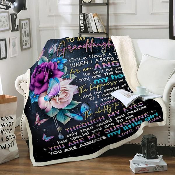 To My Granddaughter Flower Sherpa Fleece Blanket