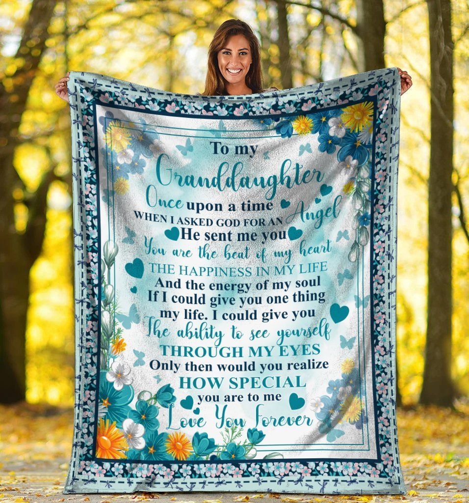 To My Granddaughter Flower Printed Fleece Blanket