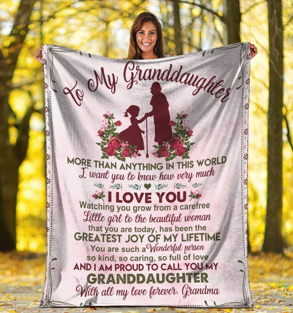 To My Granddaughter Flower Soft Fleece Blanket