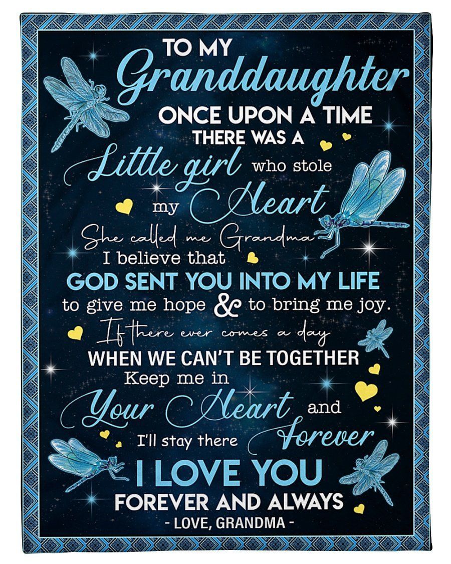 To My Granddaughter God Sent You Into My Life Dragonfly Blanket From Grandma Fleece Blanket