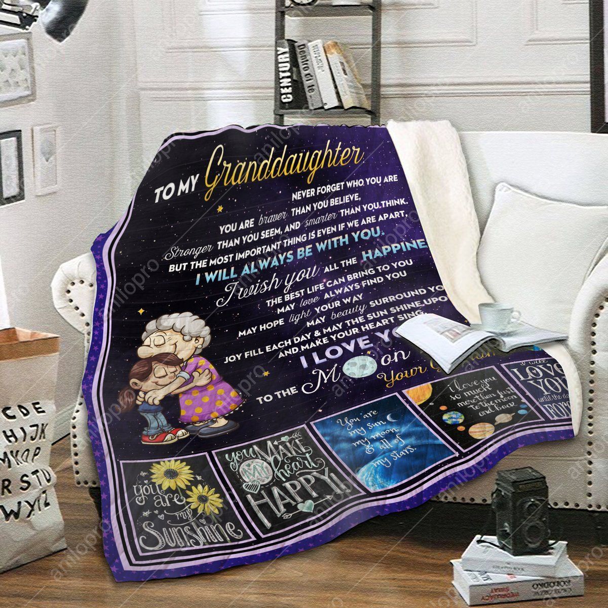 To My Granddaughter Grandma Sherpa Fleece Blanket