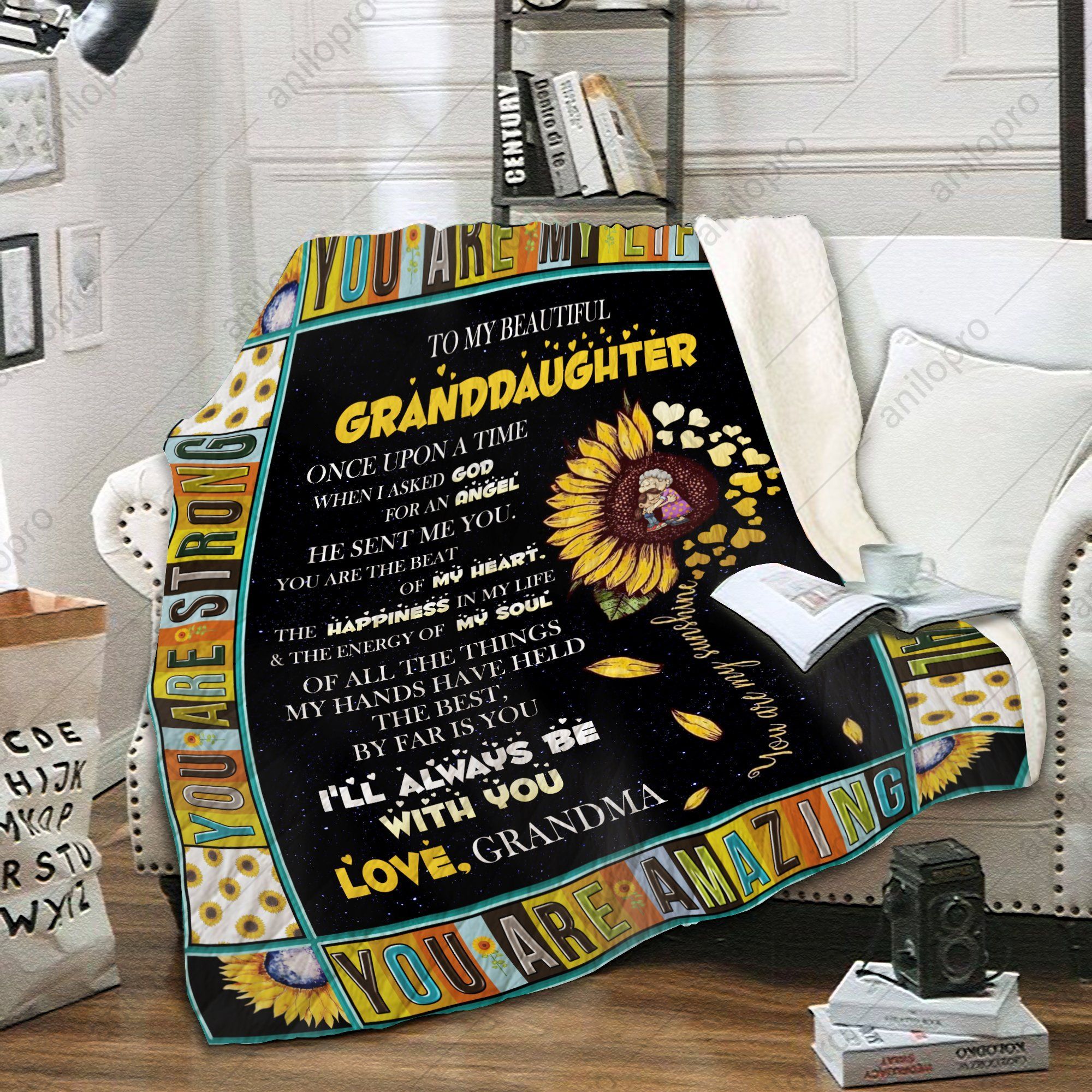 To My Granddaughter Grandma Sherpa Fleece Blanket