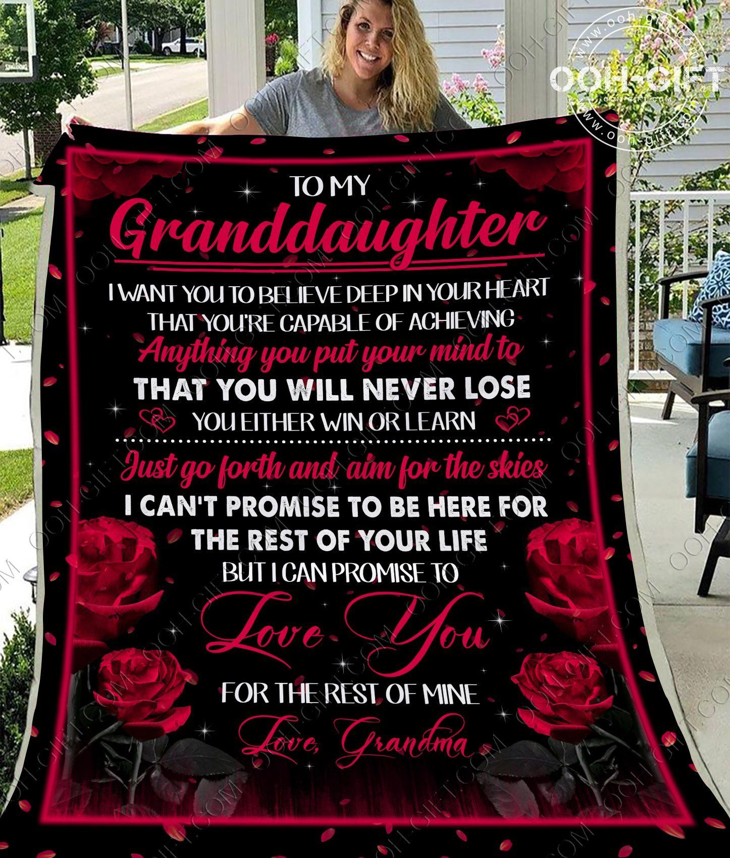 To My Granddaughter Grandma Sherpa Fleece Blanket