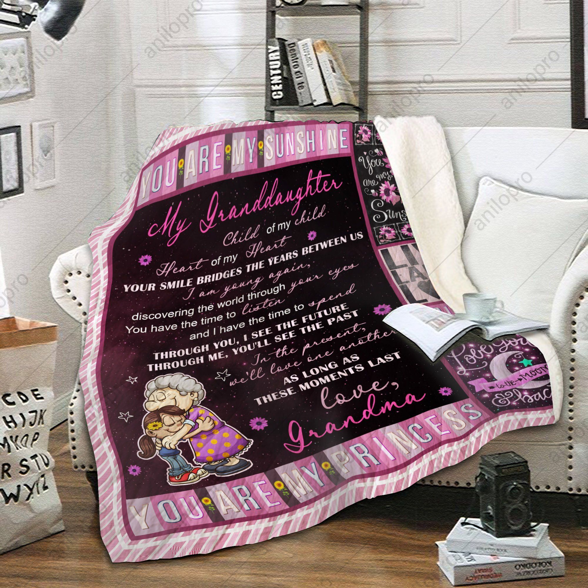 To My Granddaughter Grandma Sherpa Fleece Blanket
