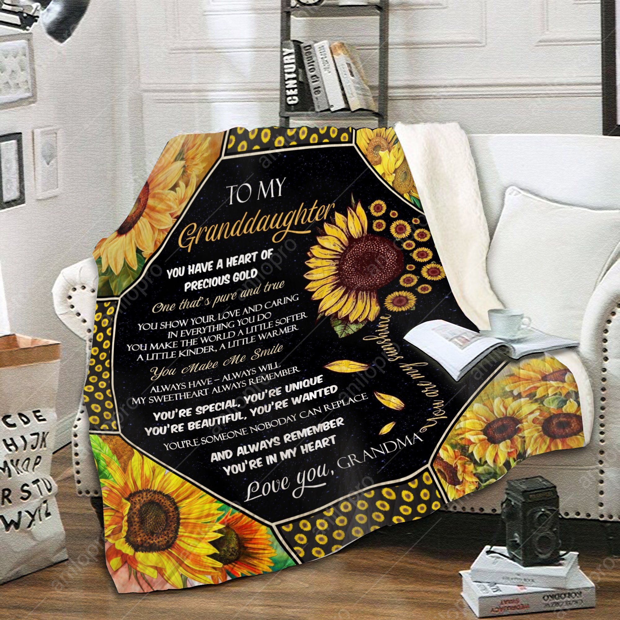 To My Granddaughter Grandma Sherpa Fleece Blanket