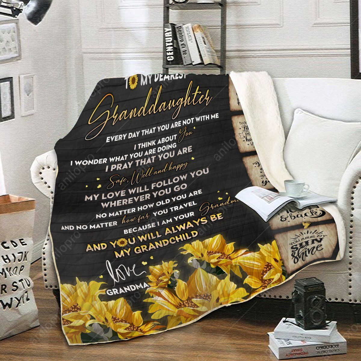 To My Granddaughter Grandma Sherpa Fleece Blanket