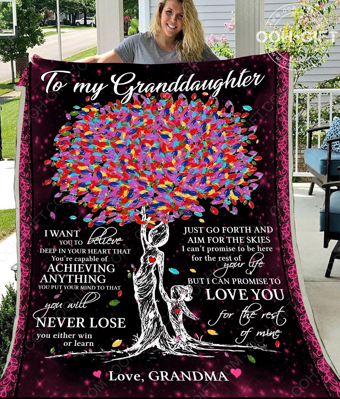 To My Granddaughter Grandma Sherpa Fleece Blanket