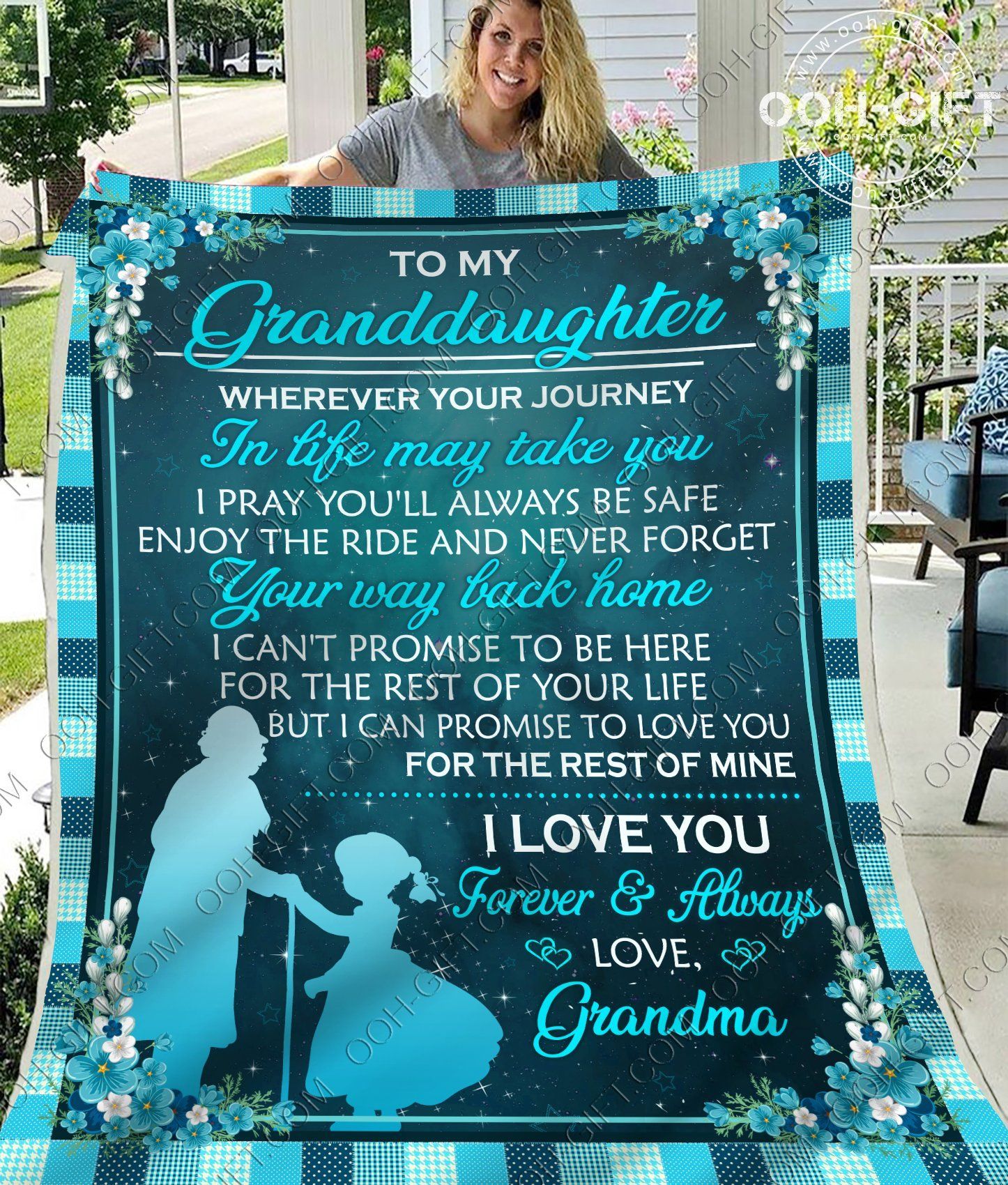 To My Granddaughter Grandma Sherpa Fleece Blanket