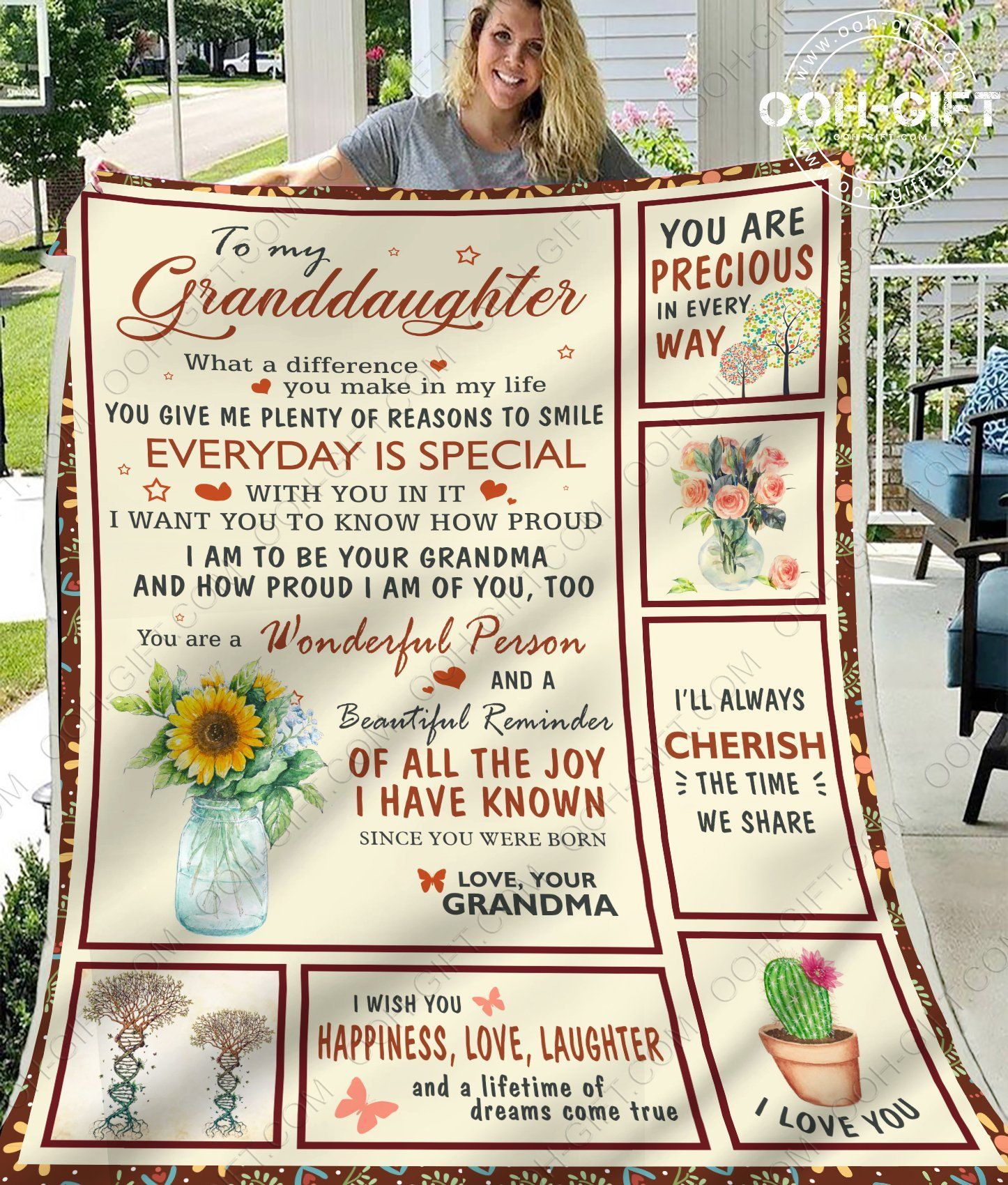 To My Granddaughter Grandma Sherpa Fleece Blanket