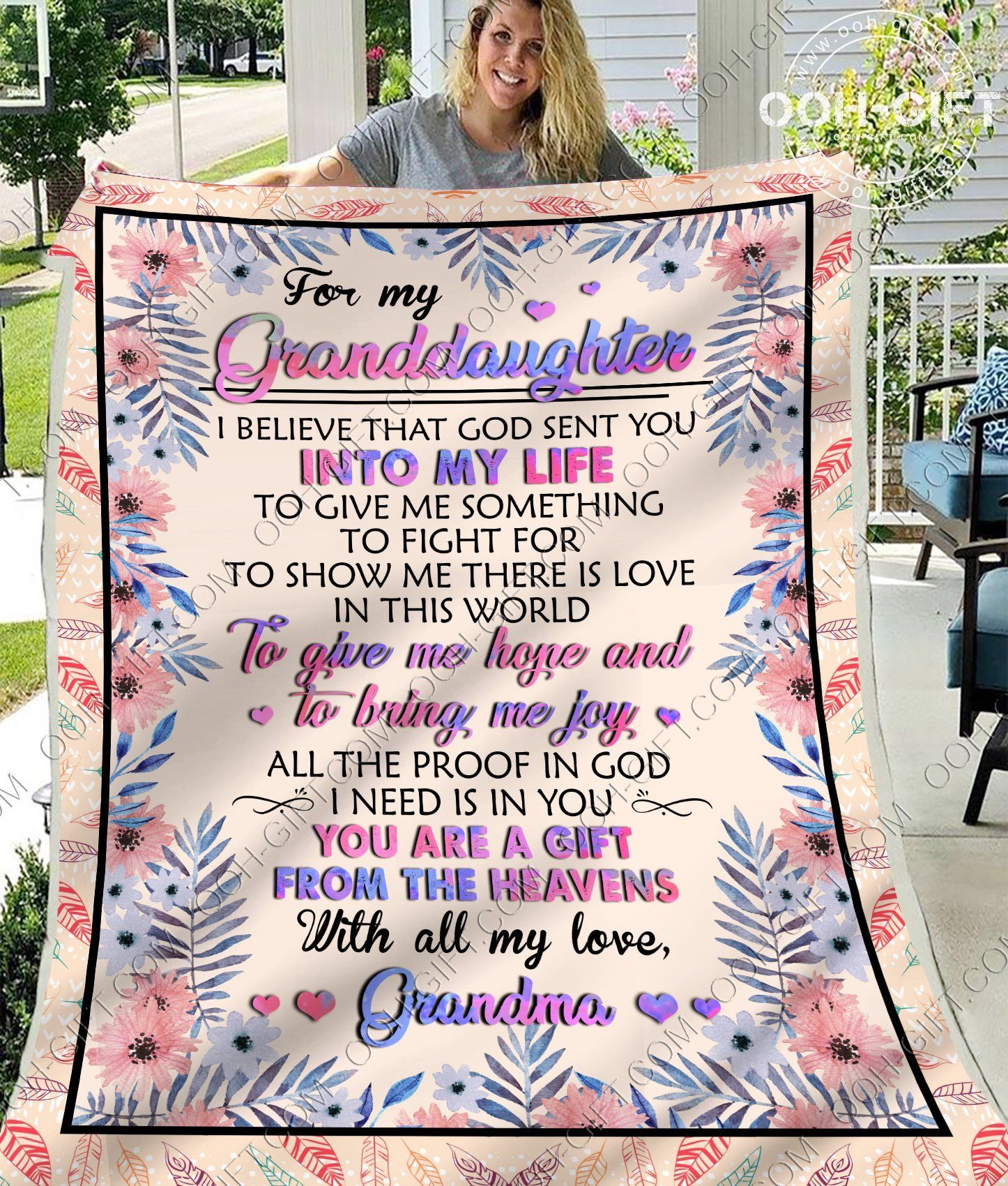 To My Granddaughter Grandma Sherpa Fleece Blanket
