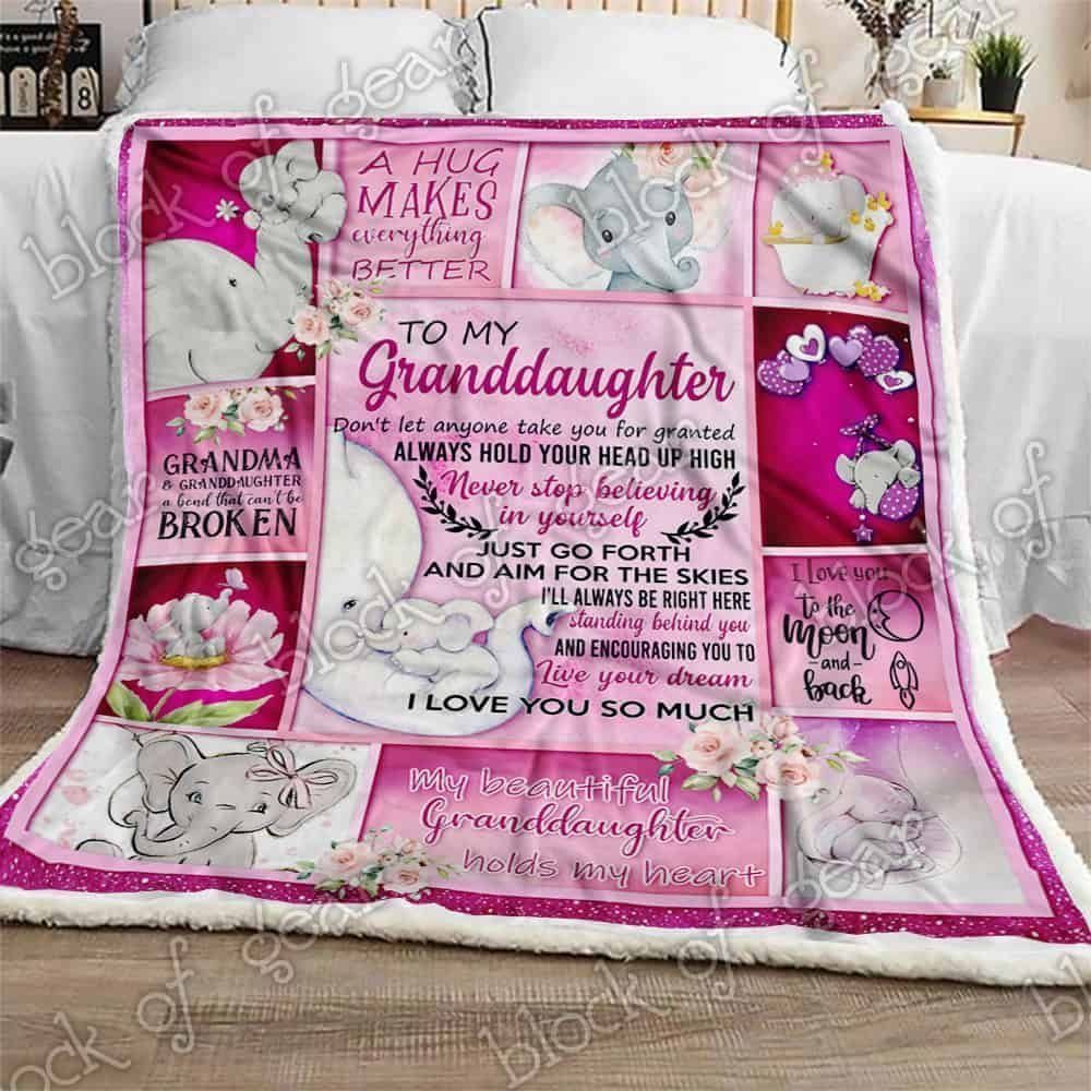 To My Granddaughter Grandma Sherpa Fleece Blanket