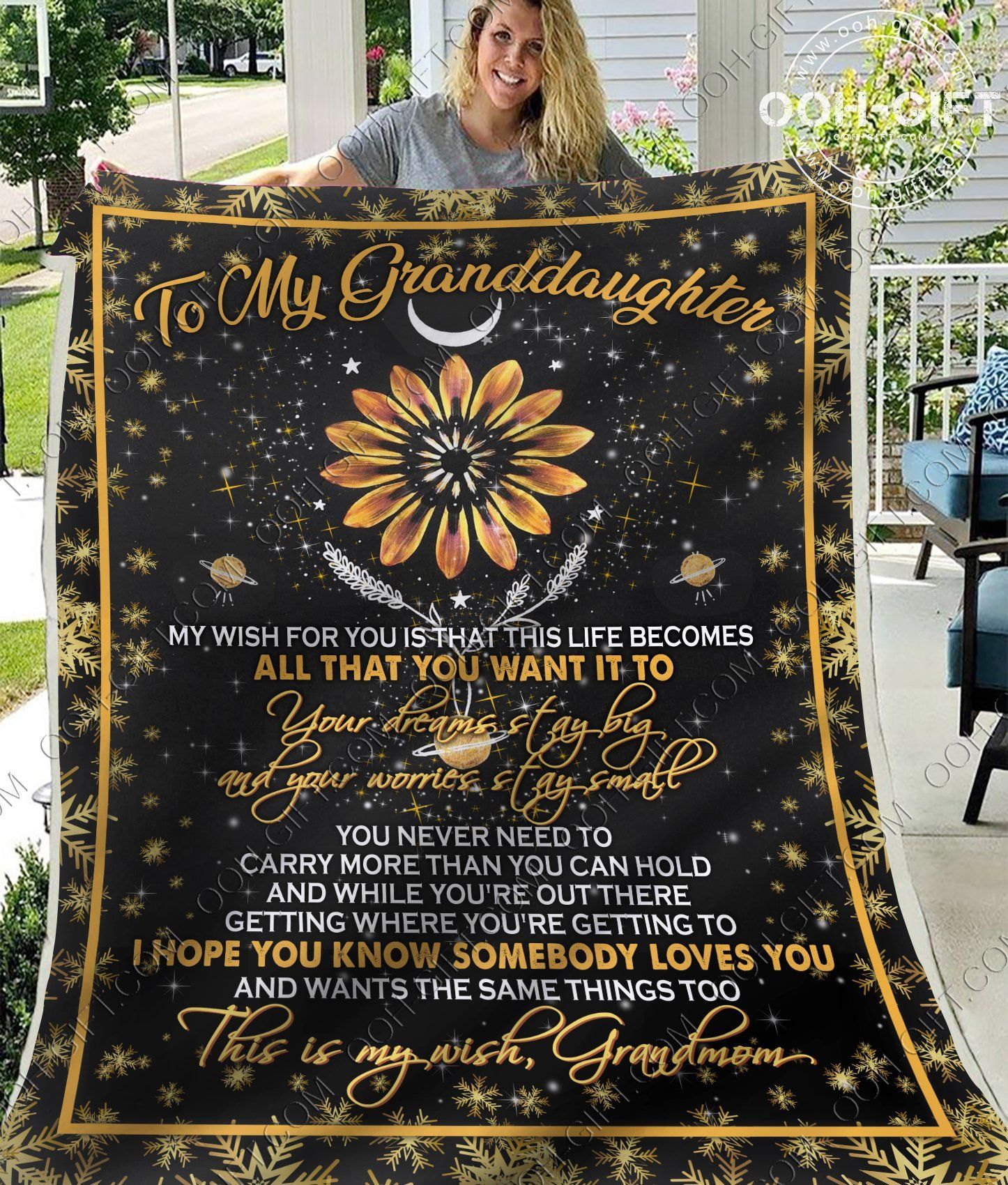 To My Granddaughter Grandmom Sherpa Fleece Blanket