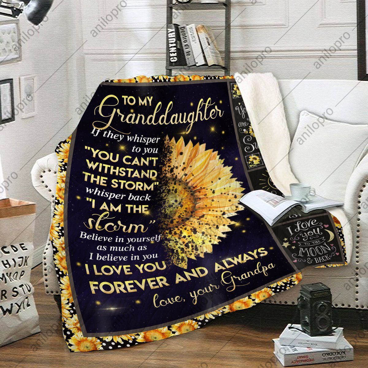 To My Granddaughter Grandpa Sherpa Fleece Blanket