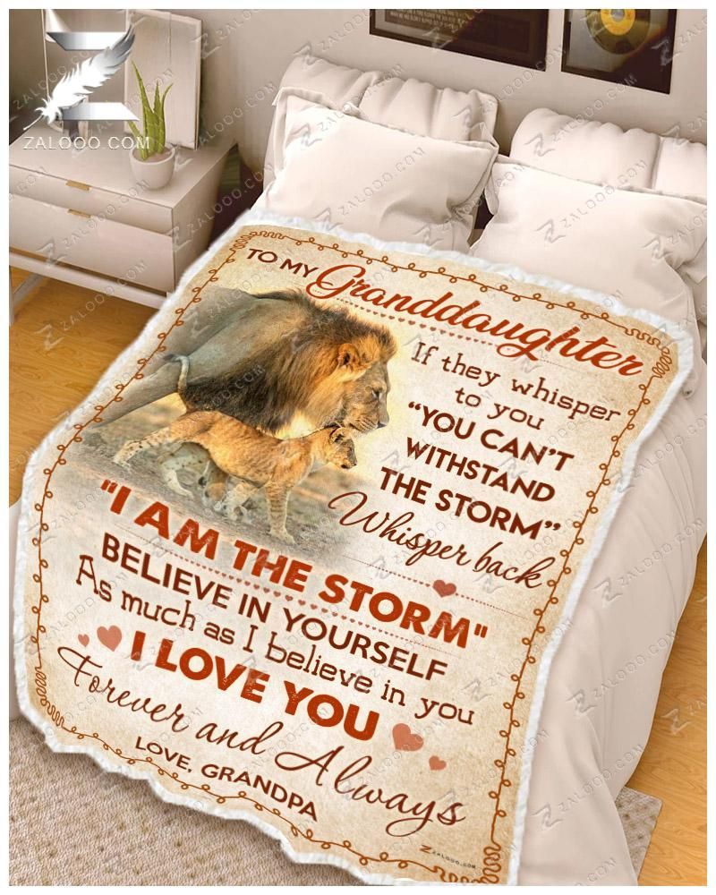 To My Granddaughter Grandpa Lion Sherpa Fleece Blanket