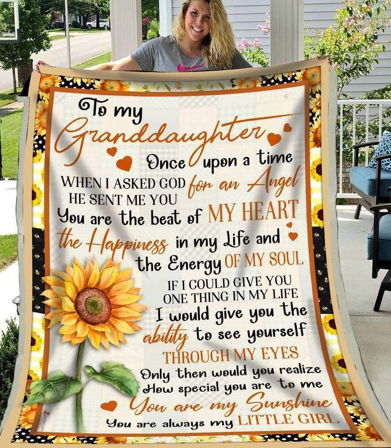 To My Granddaughter He Sent Me You Sherpa Fleece Blanket