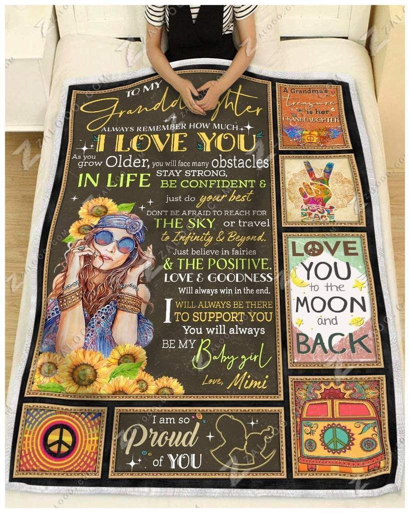 To My Granddaughter Hippie Be My Baby Girl Love Mimi Sherpa Fleece Blanket
