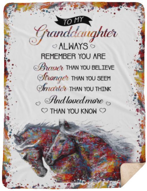 To My Granddaughter Horse Sherpa Fleece Blanket