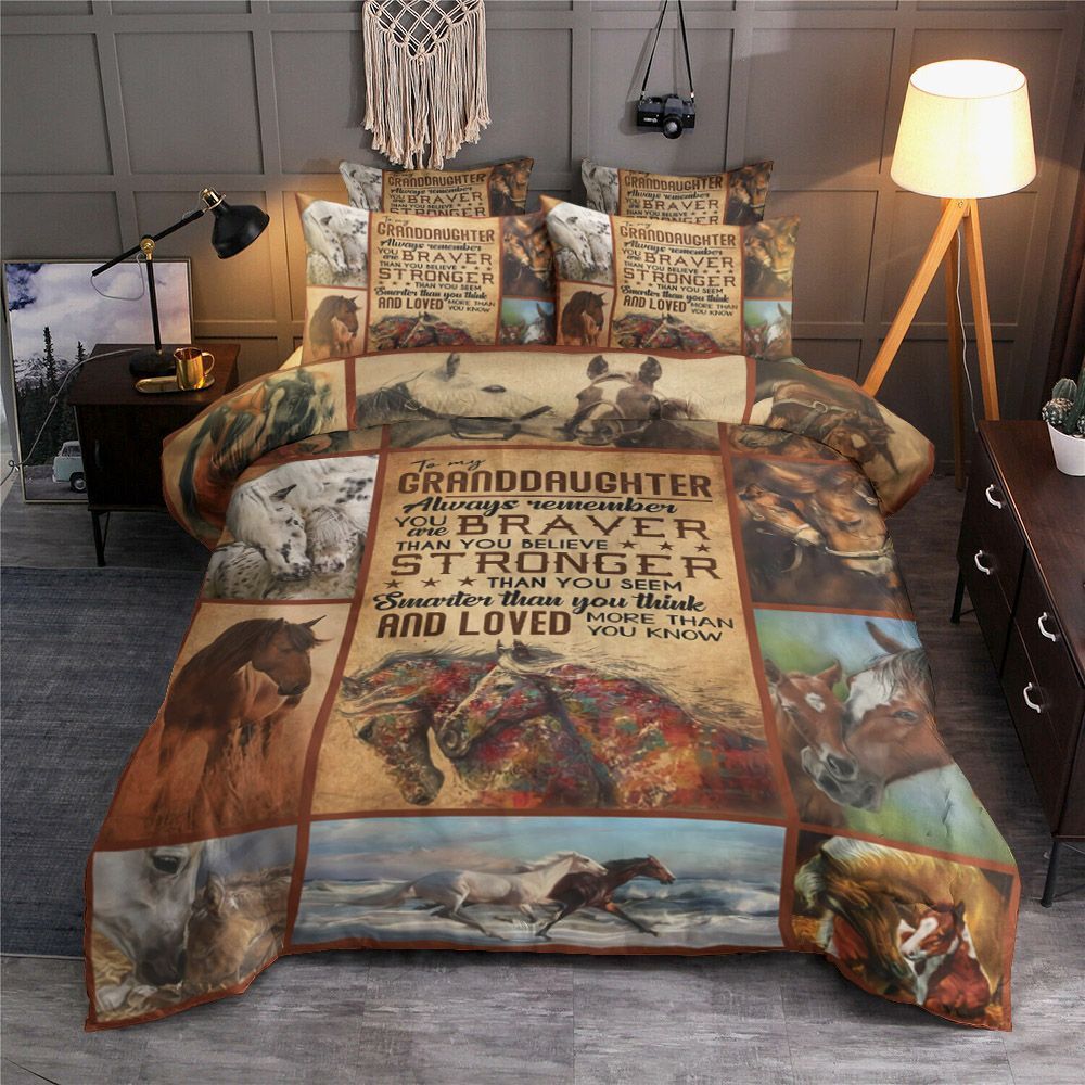 To My Granddaughter Horse Bedding Set