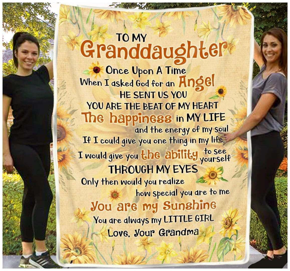 To My Granddaughter I Asked God Sherpa Fleece Blanket