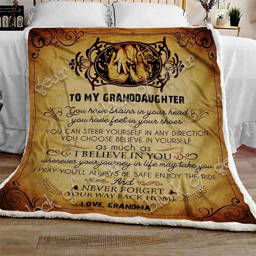 To My Granddaughter I Believe In You Fleece Blanket
