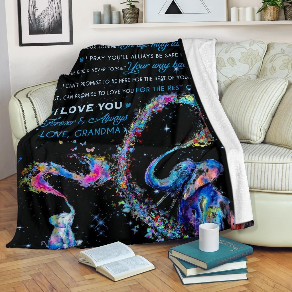 To My Granddaughter I Love You Grandma Elephant Sherpa Fleece Blanket
