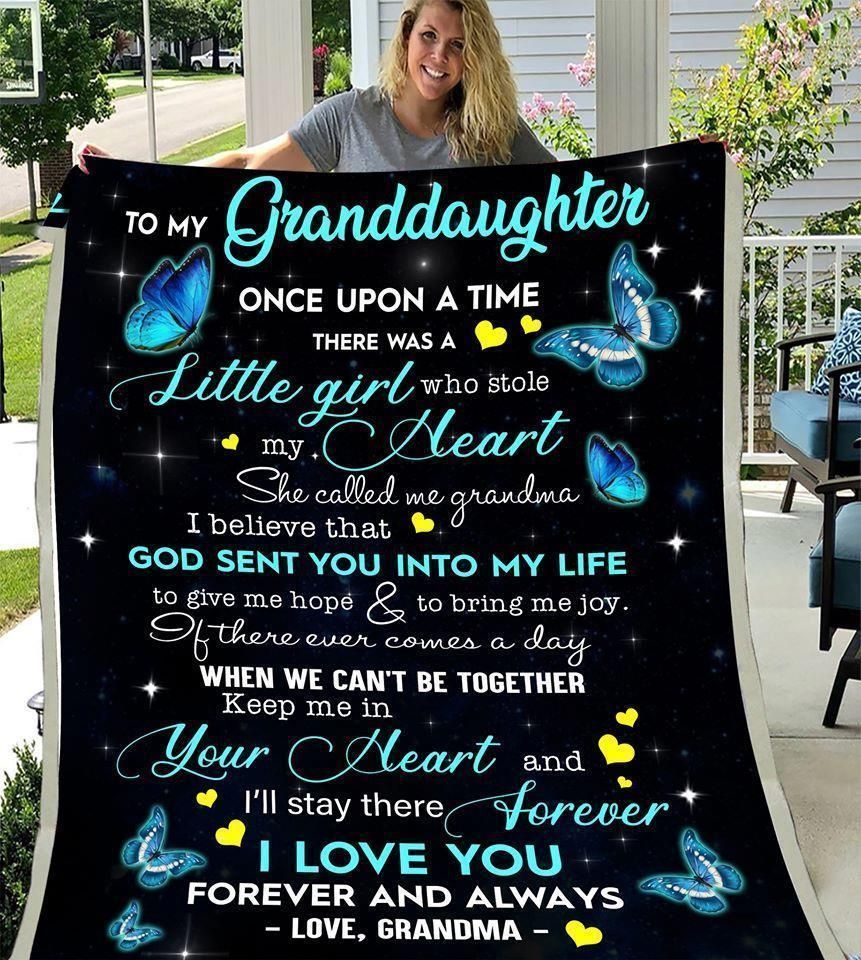 To My Granddaughter I Love You Printed Fleece Blanket