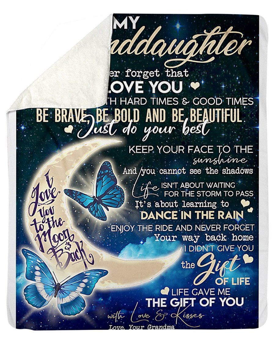 To My Granddaughter I Love You To The Moon And Back From Grandmom Fleece Blanket