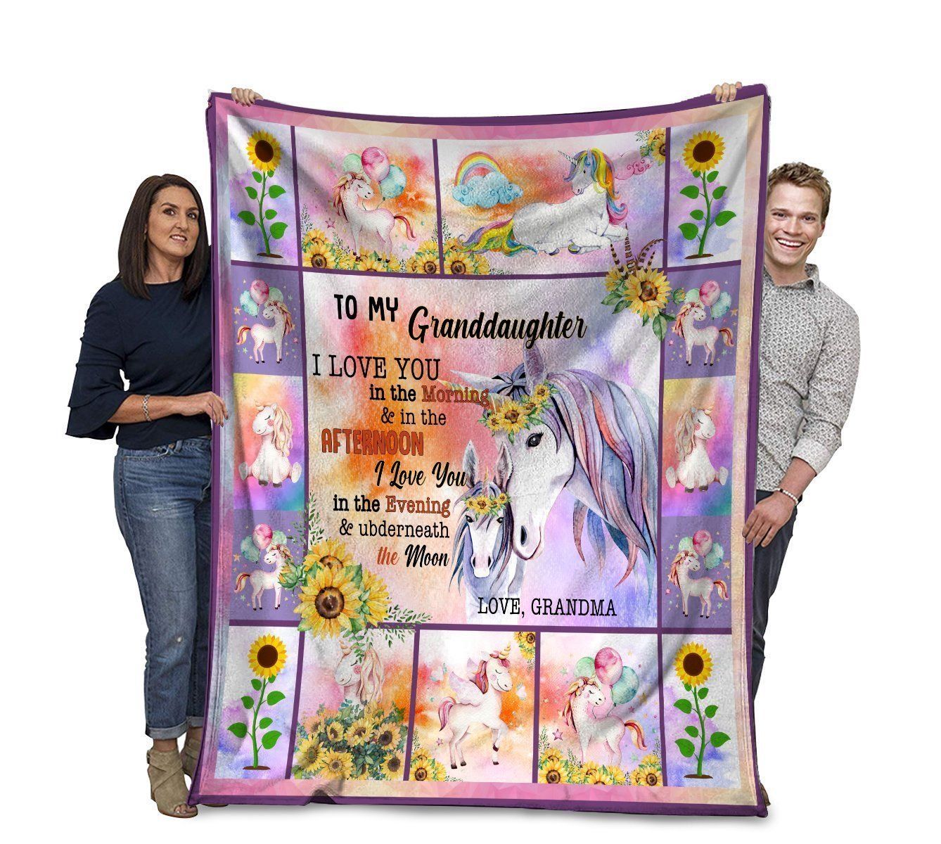 To My Granddaughter I Love You Unicorn Grandma And Granddaughter Sherpa Fleece Blanket