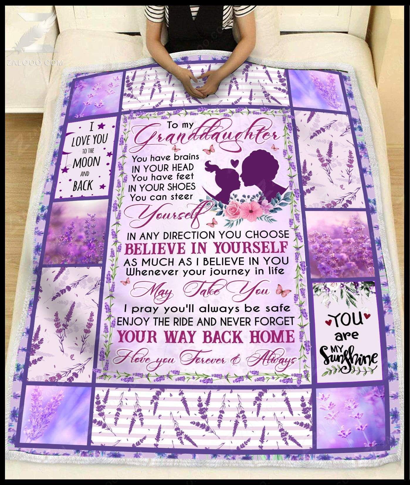 To My Granddaughter Lavender Sherpa Fleece Blanket