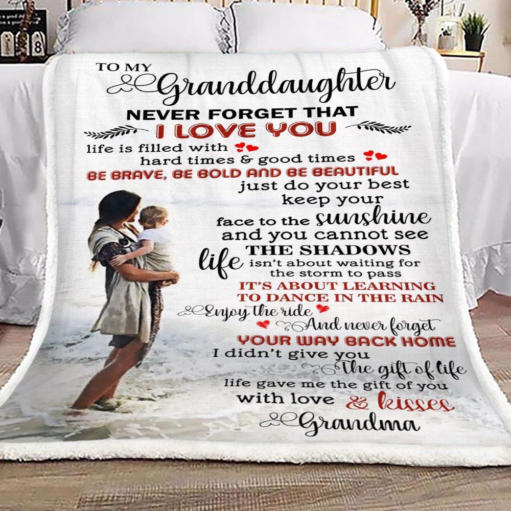 To My Granddaughter Love Grandma Sherpa Fleece Blanket