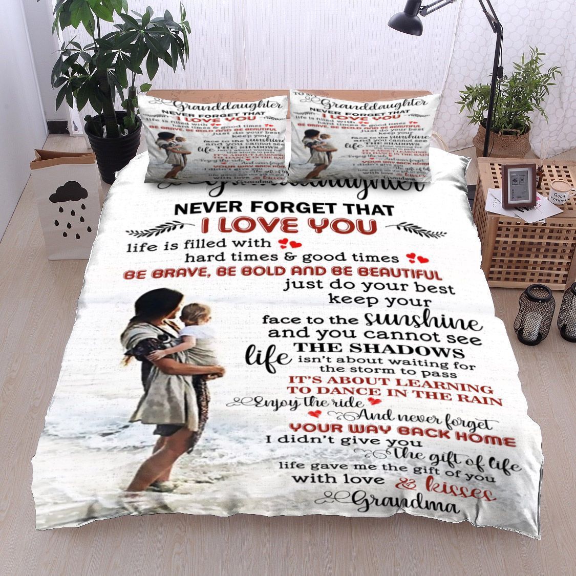 To My Granddaughter Love Grandma Bedding Set