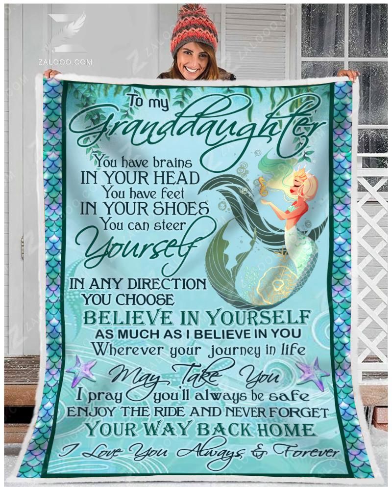 To My Granddaughter Mermaid Sherpa Fleece Blanket