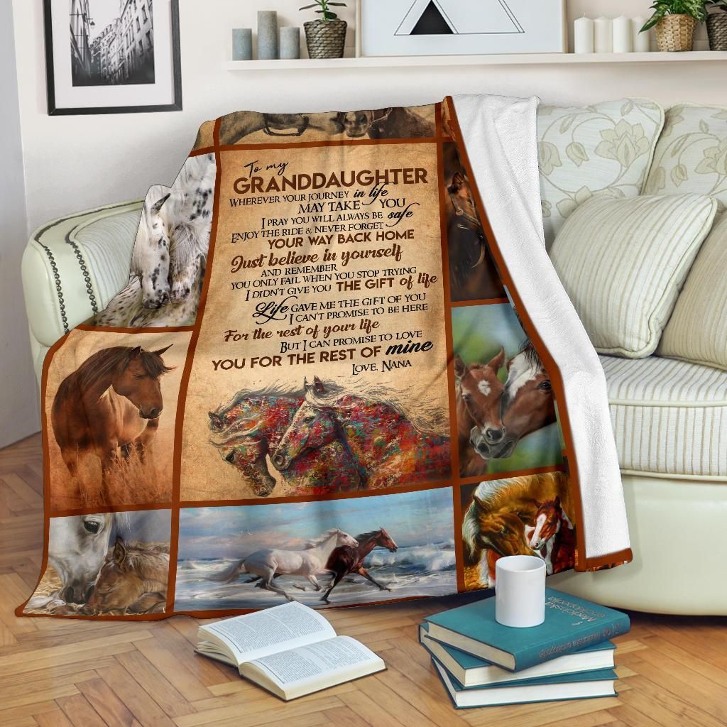 To My Granddaughter Nana Horse Sherpa Fleece Blanket