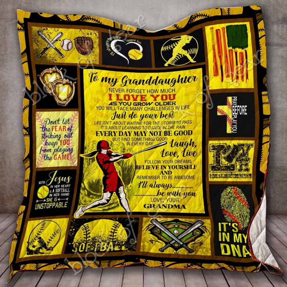 To My Granddaughter, Softball CL19100892MDQ Quilt Blanket