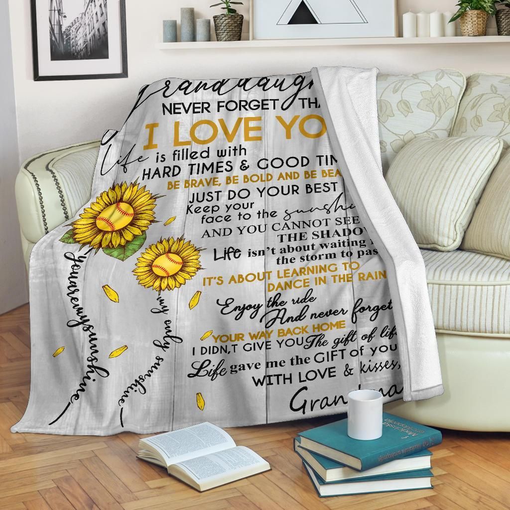 To My Granddaughter Softball Sherpa Fleece Blanket