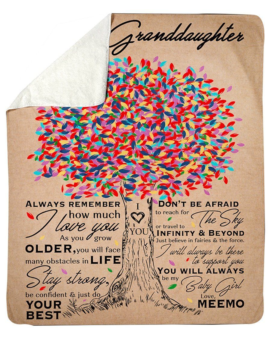 To My Granddaughter Stay Strong Colorful Tree Fleece Blanket Sherpa Blanket