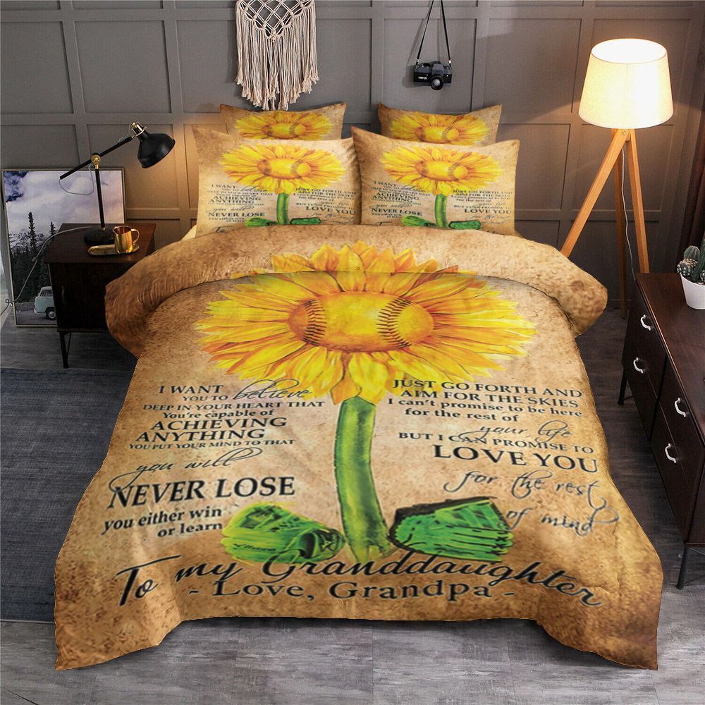 To My Granddaughter Sunflower Bedding Set