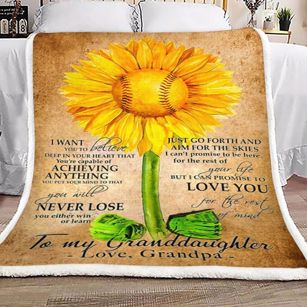 To My Granddaughter Sunflower Sherpa Fleece Blanket