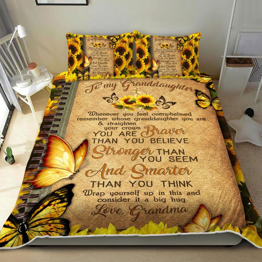 To My Granddaughter Sunflower Bedding Set
