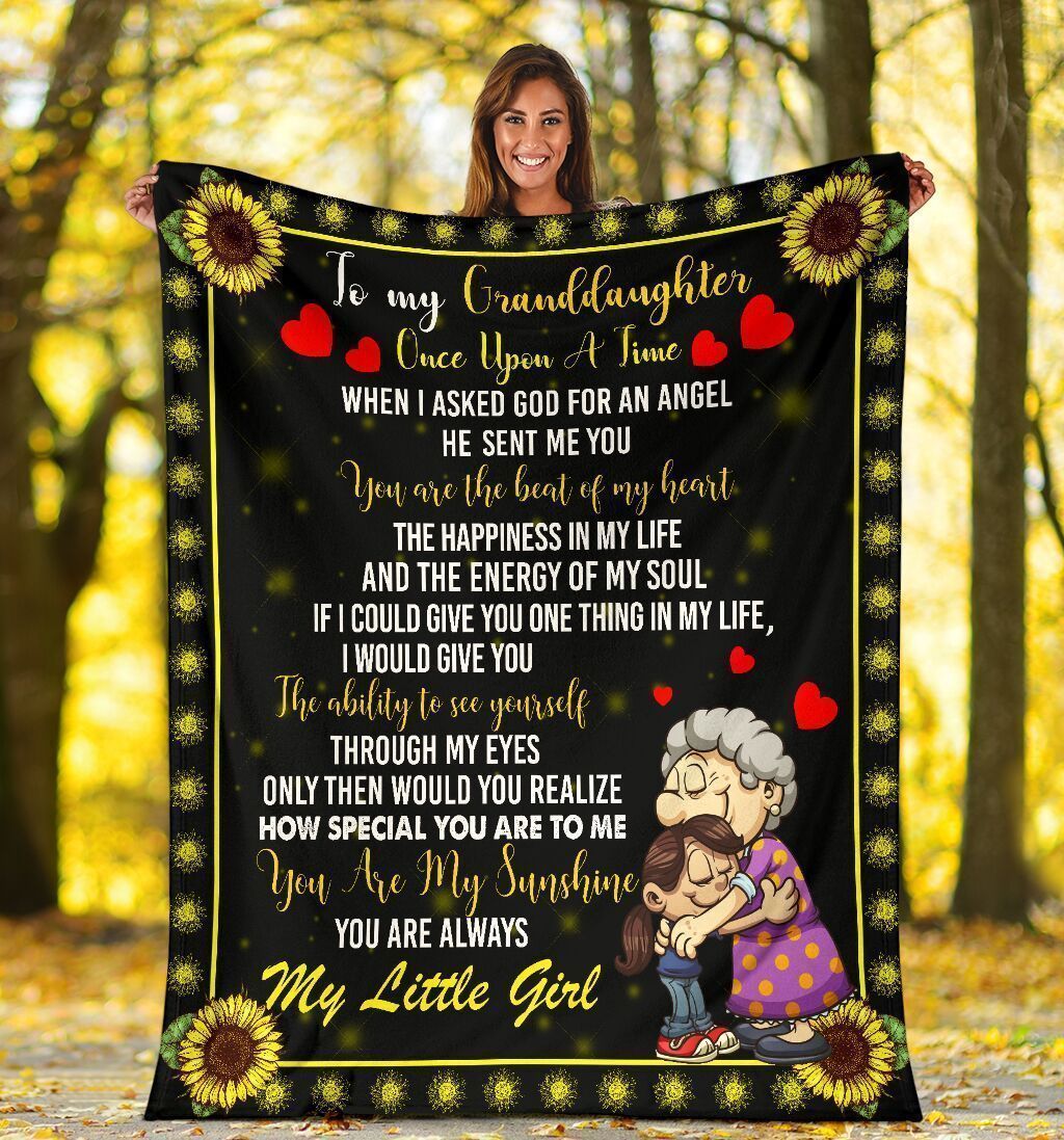 To My Granddaughter Sunflower Hippie Fleece Blanket